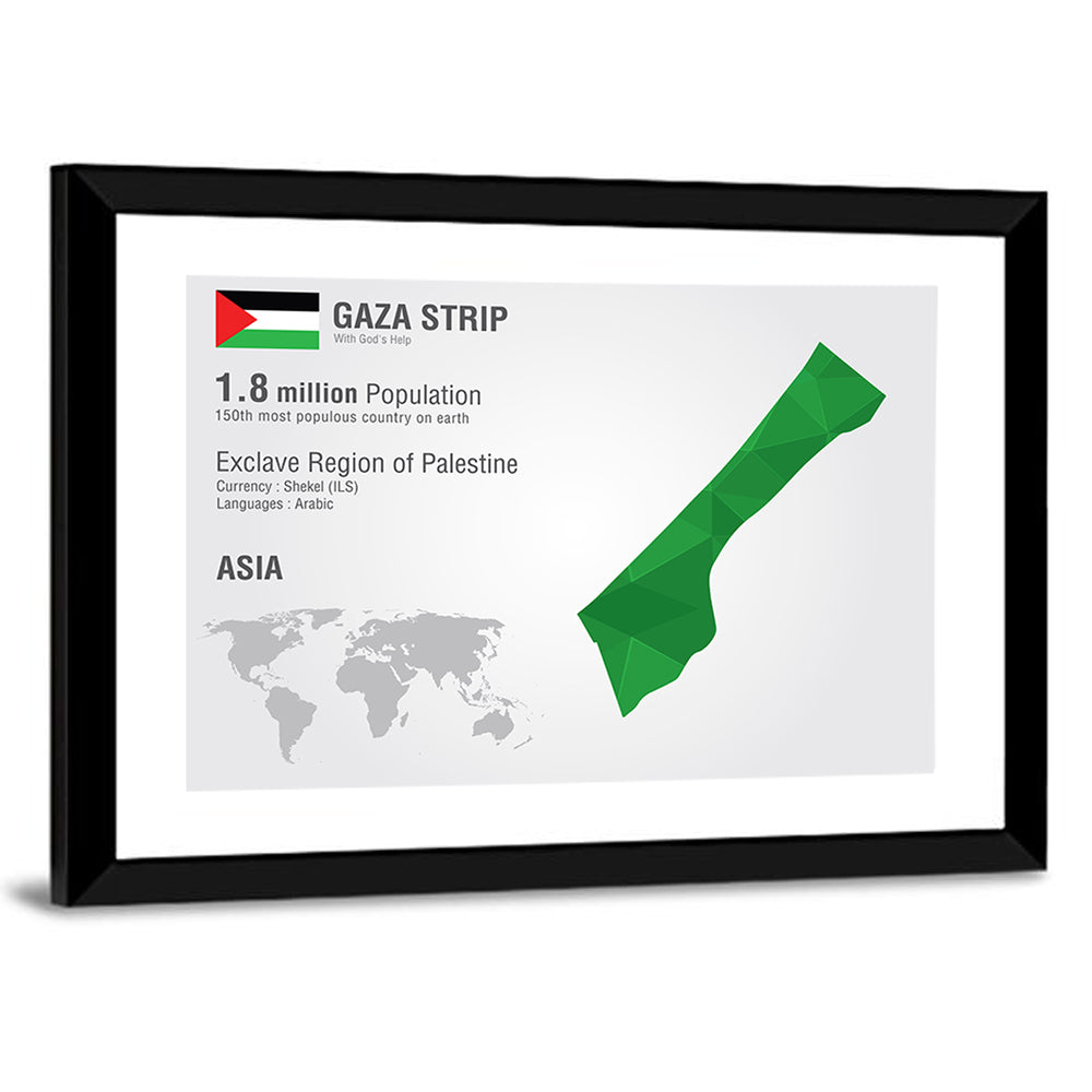 Gaza Strip Geometric Map Wall Art
