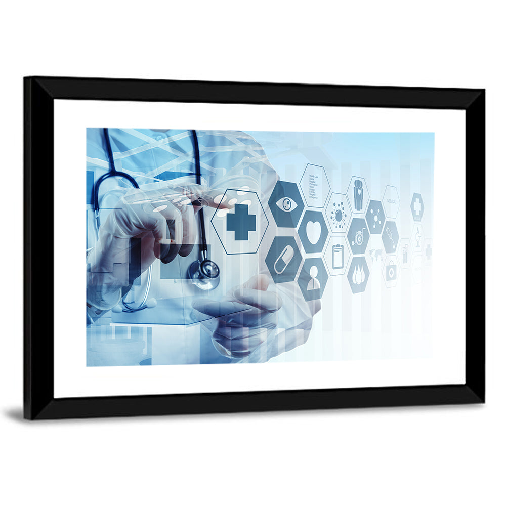 Doctor Double Exposure with Medical Icons Wall Art
