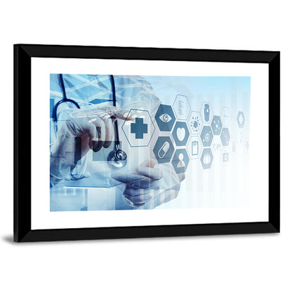 Doctor Double Exposure with Medical Icons Wall Art