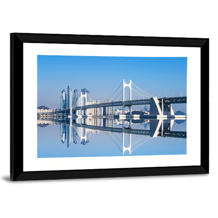 Gwangan Bridge Busan Skyline Wall Art as a framed print
