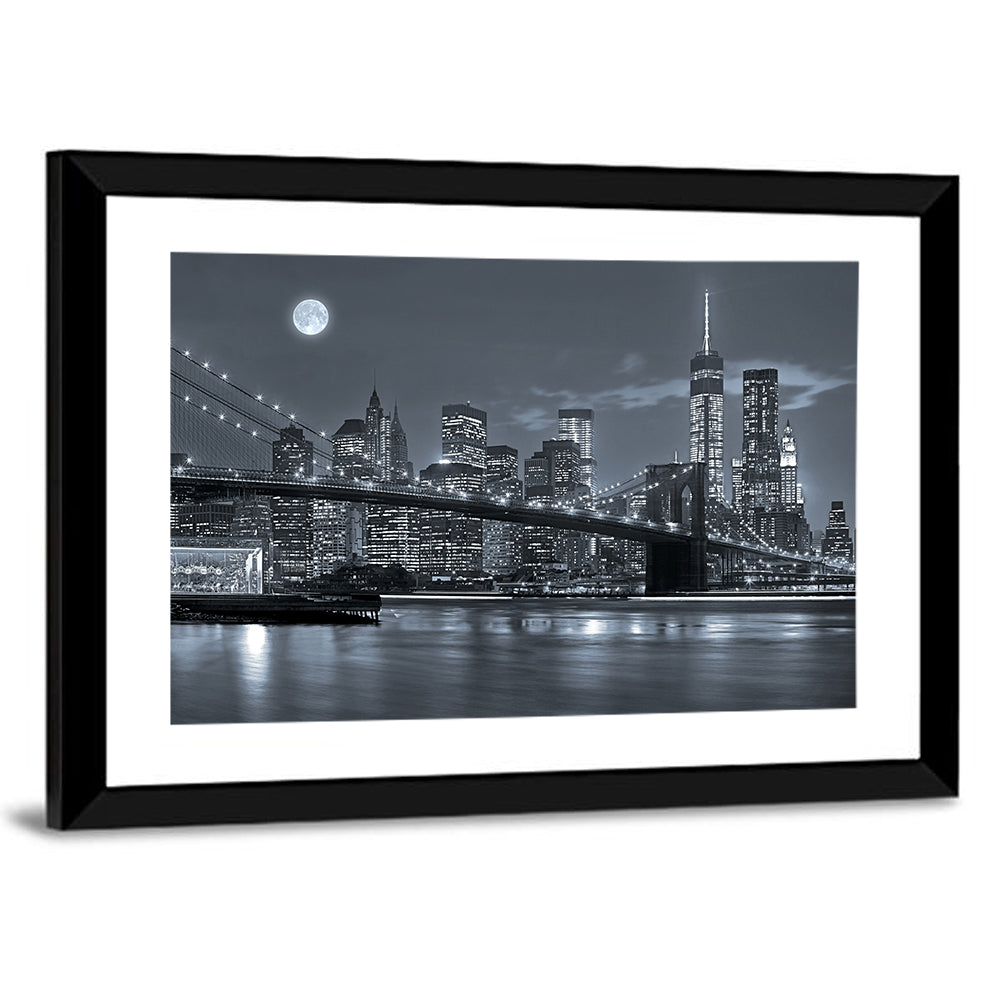 Brooklyn Bridge Night Skyline Wall Art
