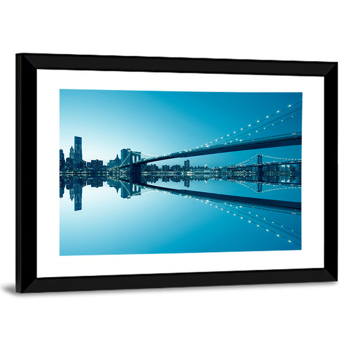 Manhattan Skyline with Brooklyn Bridge Wall Art as a framed print