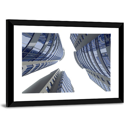 Blue Glass Skyscrapers Wall Art