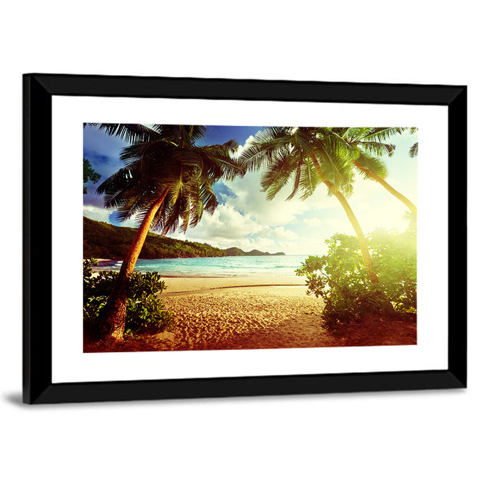 Takamaka Beach Sunset Wall Art as a framed print