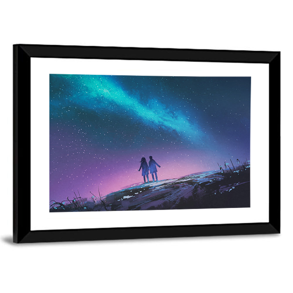 Milky Way Nightscape with Silhouetted Couple Wall Art