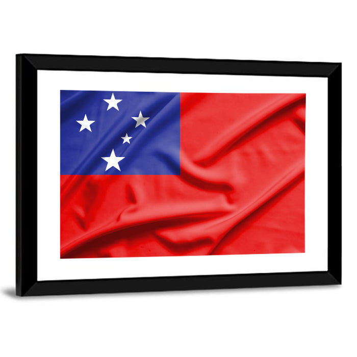 Samoa Flag with Stars Wall Art as a framed print