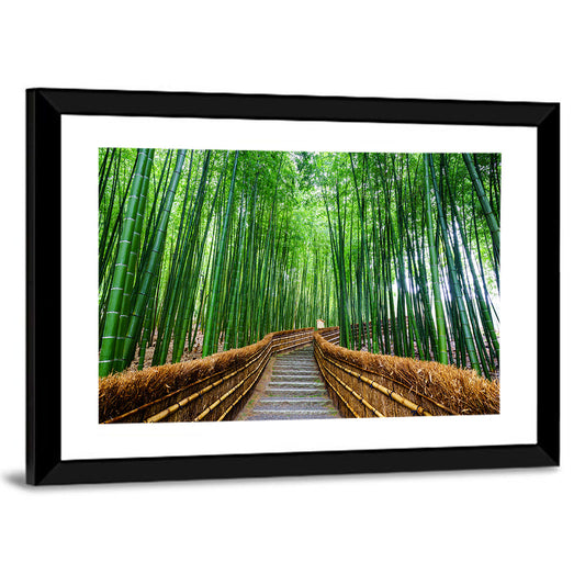 Stone Steps in Kyoto Bamboo Forest Wall Art