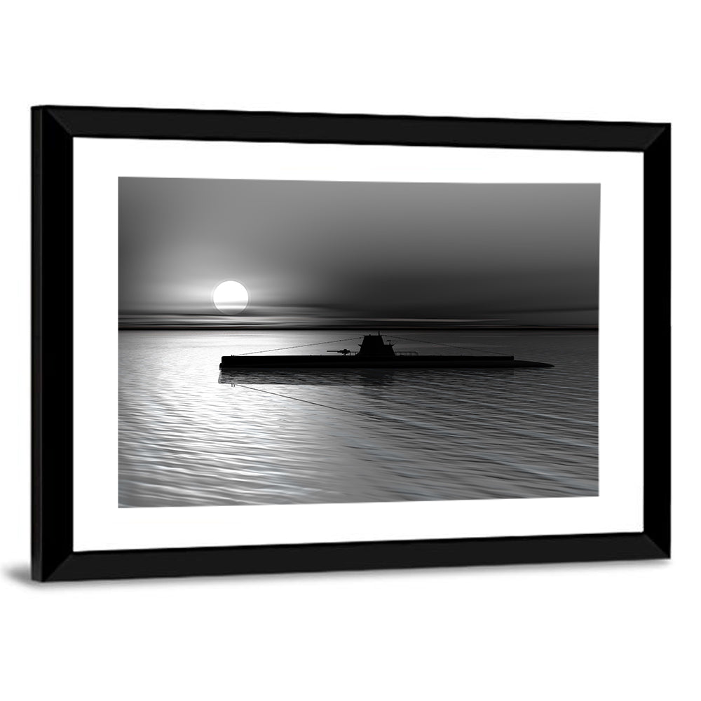 Submarine Silhouette at Dusk Wall Art