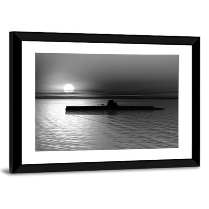 Submarine Silhouette at Dusk Wall Art