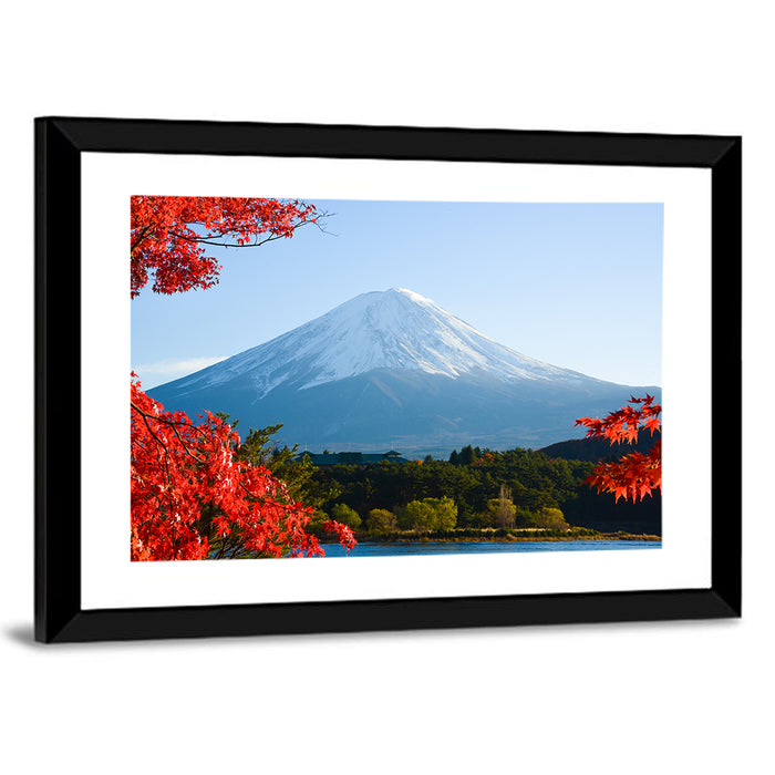 Mount Fuji Framed by Autumn Maples Wall Art as a framed print