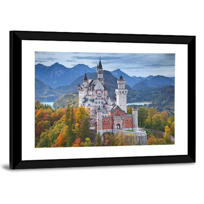 Neuschwanstein Castle in Autumn Wall Art as a framed print