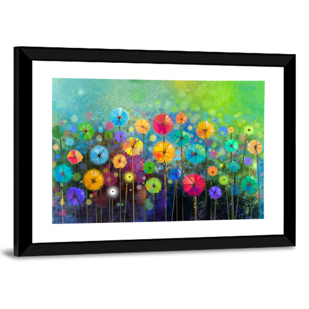 Stylized Flower Meadow Watercolor Wall Art