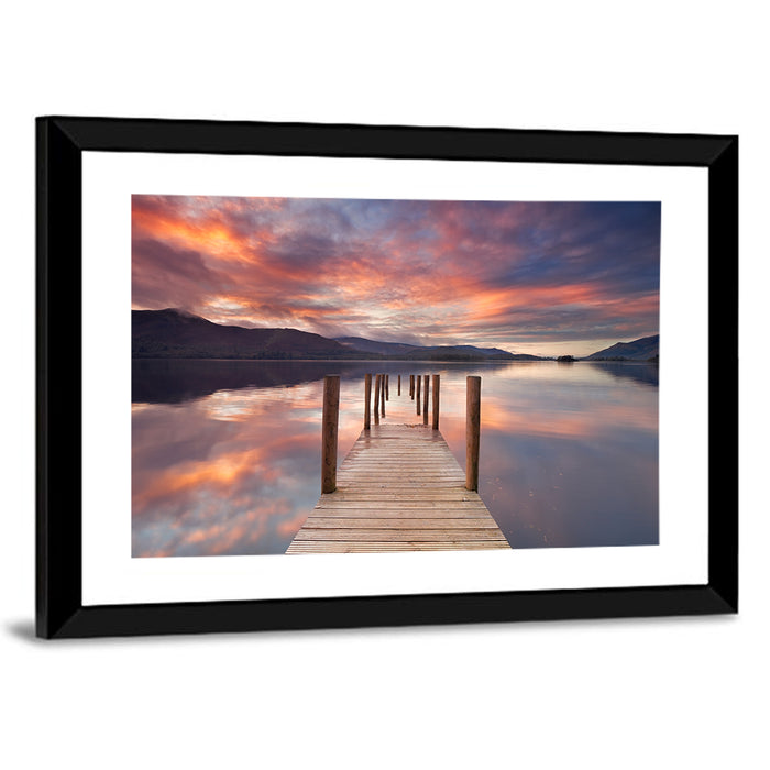 Flooded Jetty in Derwent Water Wall Art as a framed print
