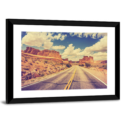 Vintage Desert Road USA Wall Art