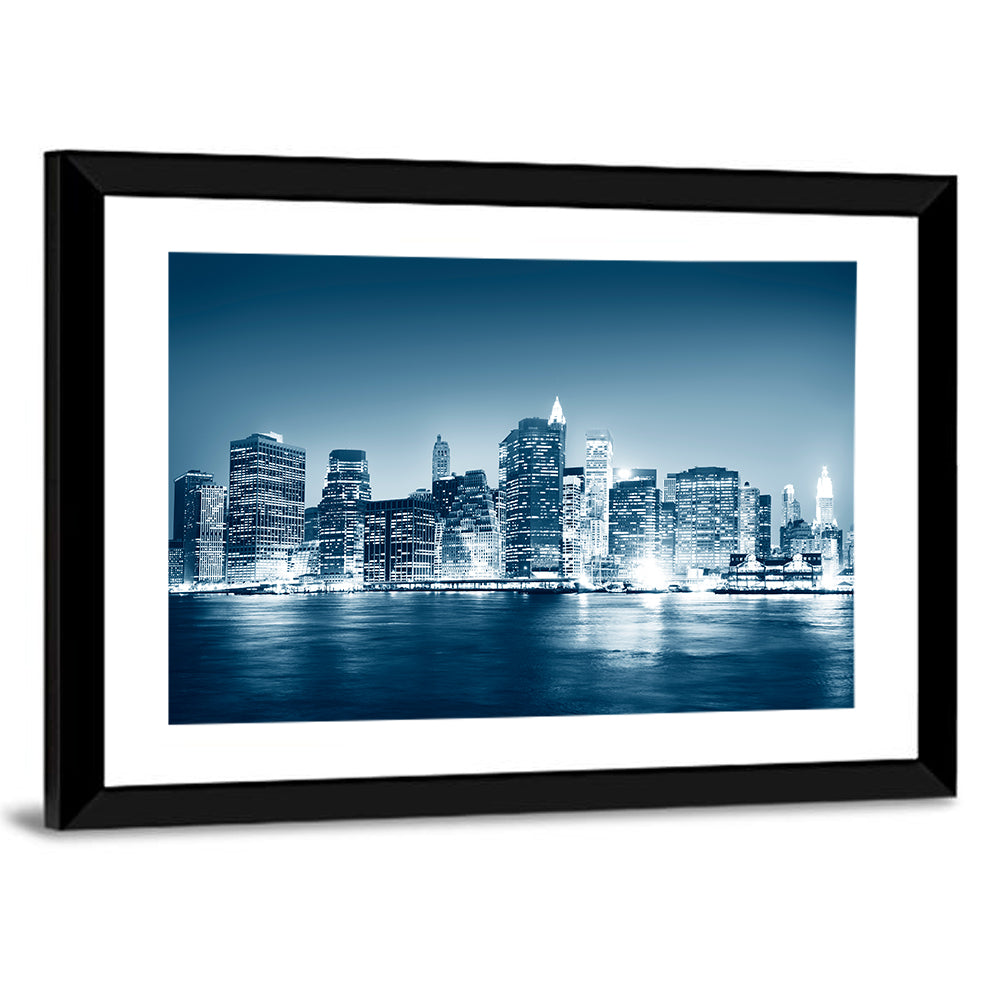 New York Night Skyline Reflection Wall Art