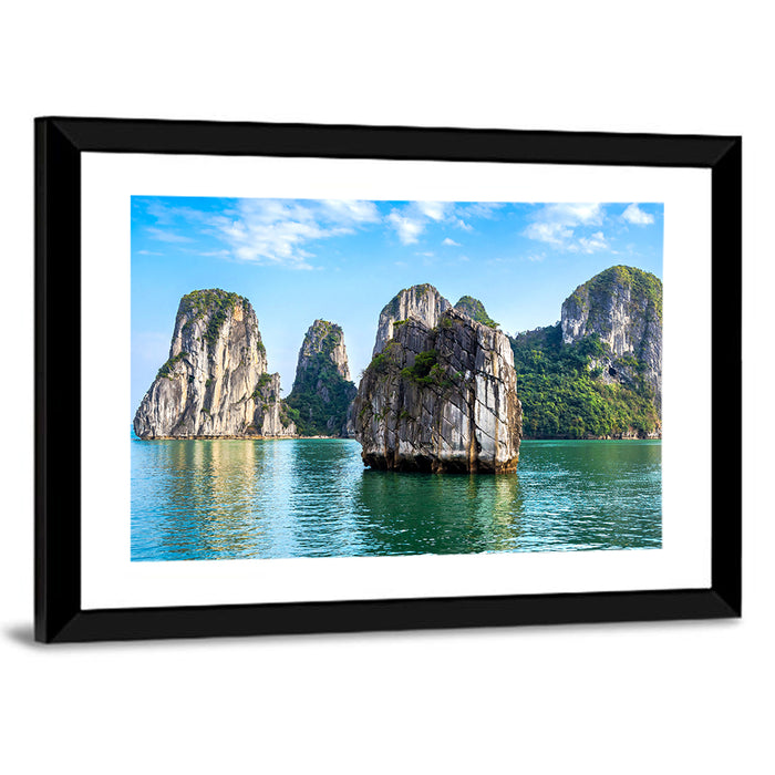 Ha Long Bay Limestone Islands Wall Art as a framed print