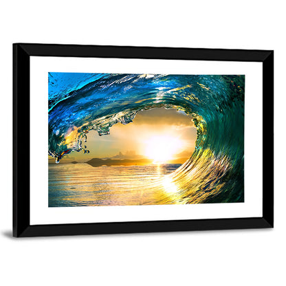 Colored Ocean Wave Sunset Wall Art