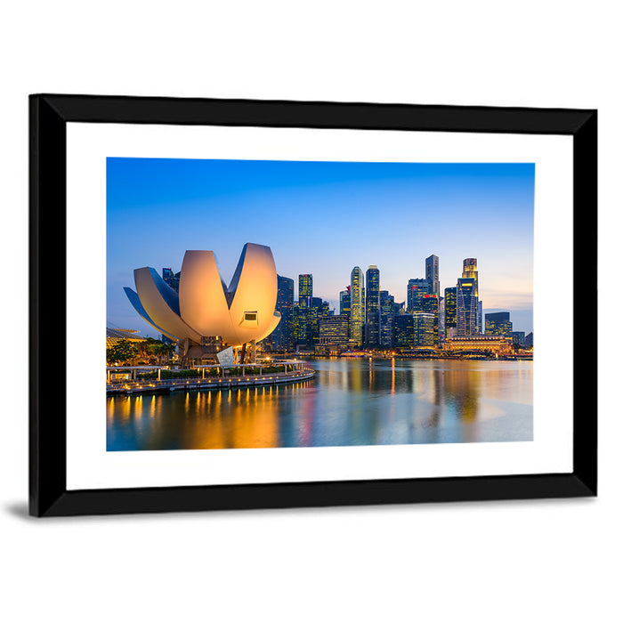 Singapore Marina Skyline at Dusk Wall Art as a framed print