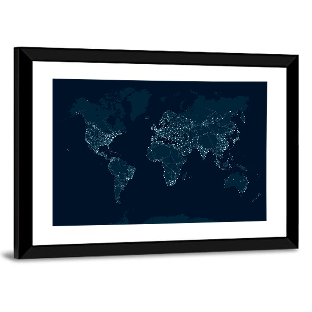 Communications Network Map Of World Wall Art