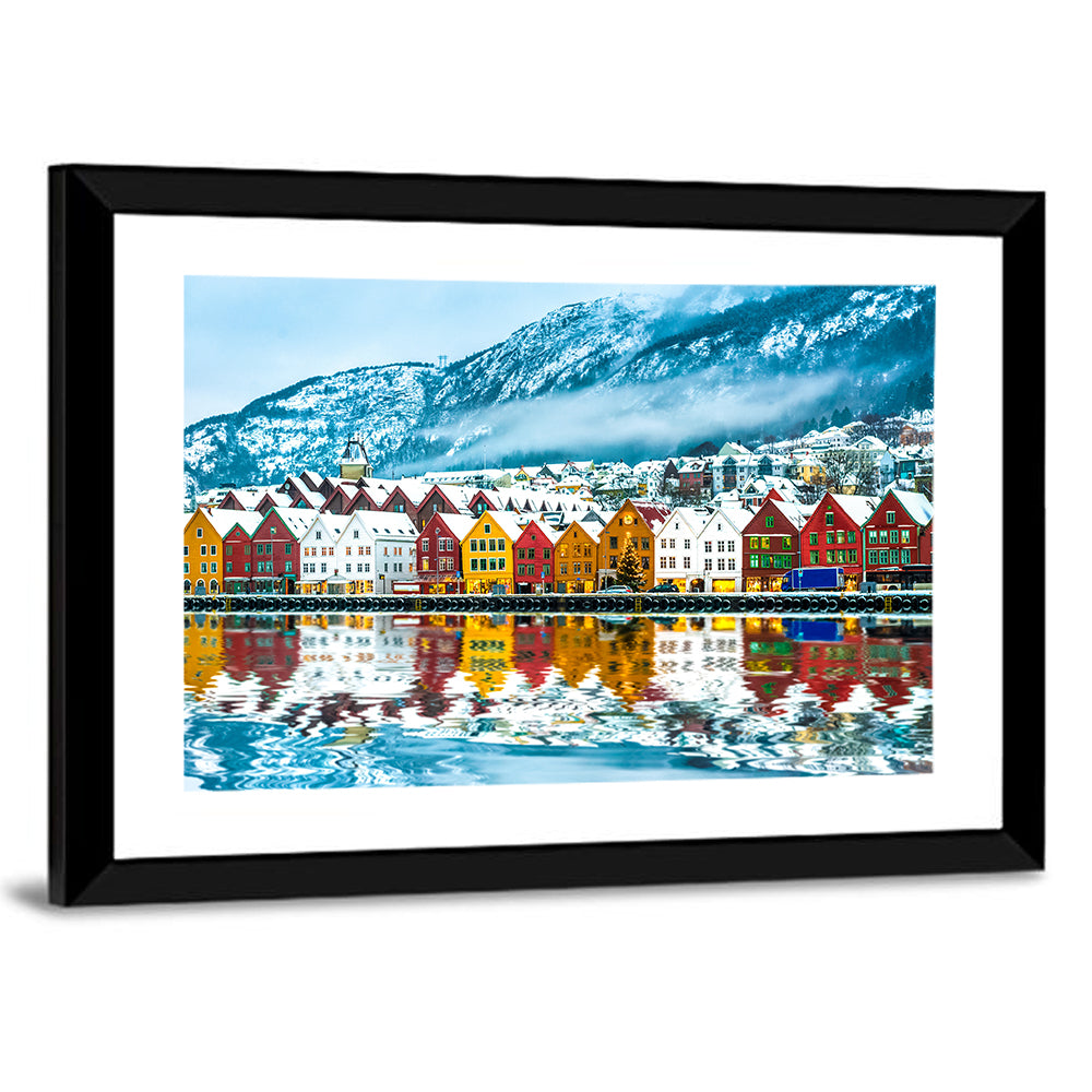 Bryggen Wharf in Bergen Wall Art