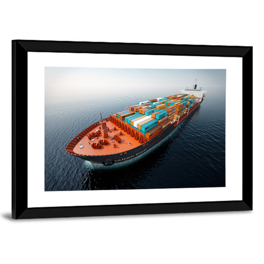 Container Ship at Sea Wall Art