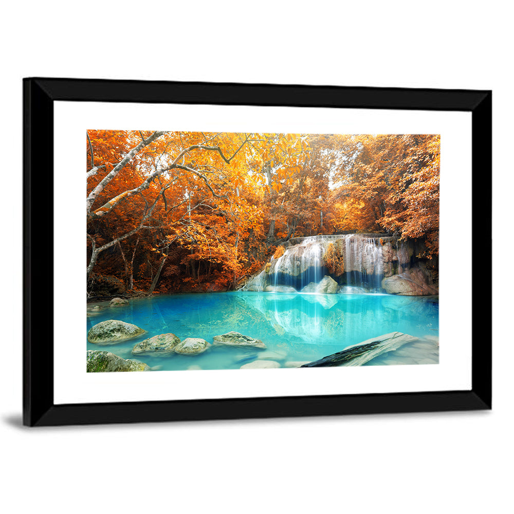 Erawan Waterfall Autumn Reflection Wall Art