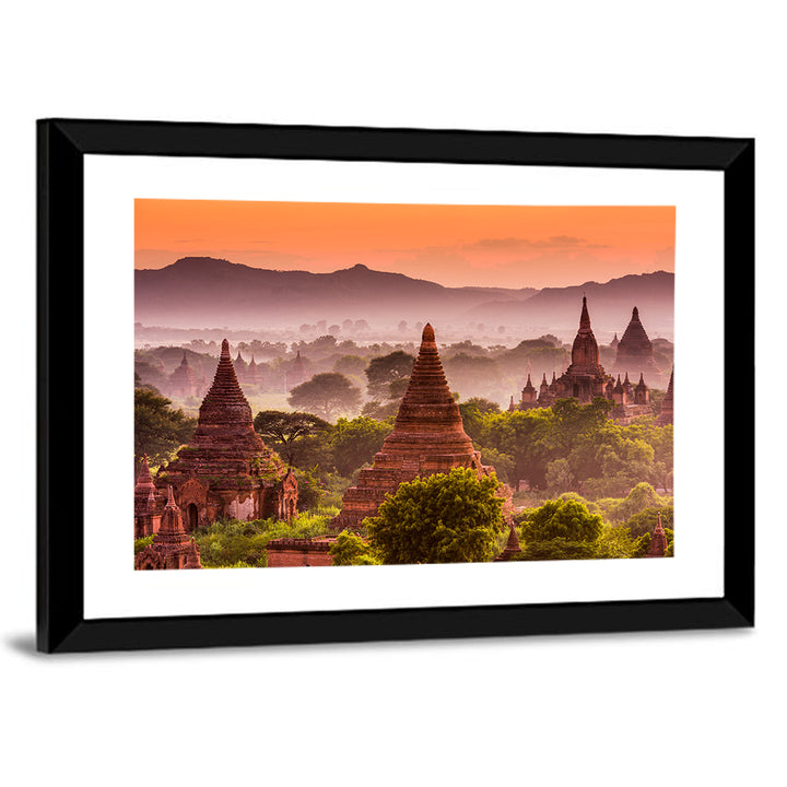 Bagan Ancient Temples at Golden Hour Wall Art