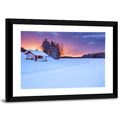 Lapland Sunrise Over Frozen Lake Wall Art