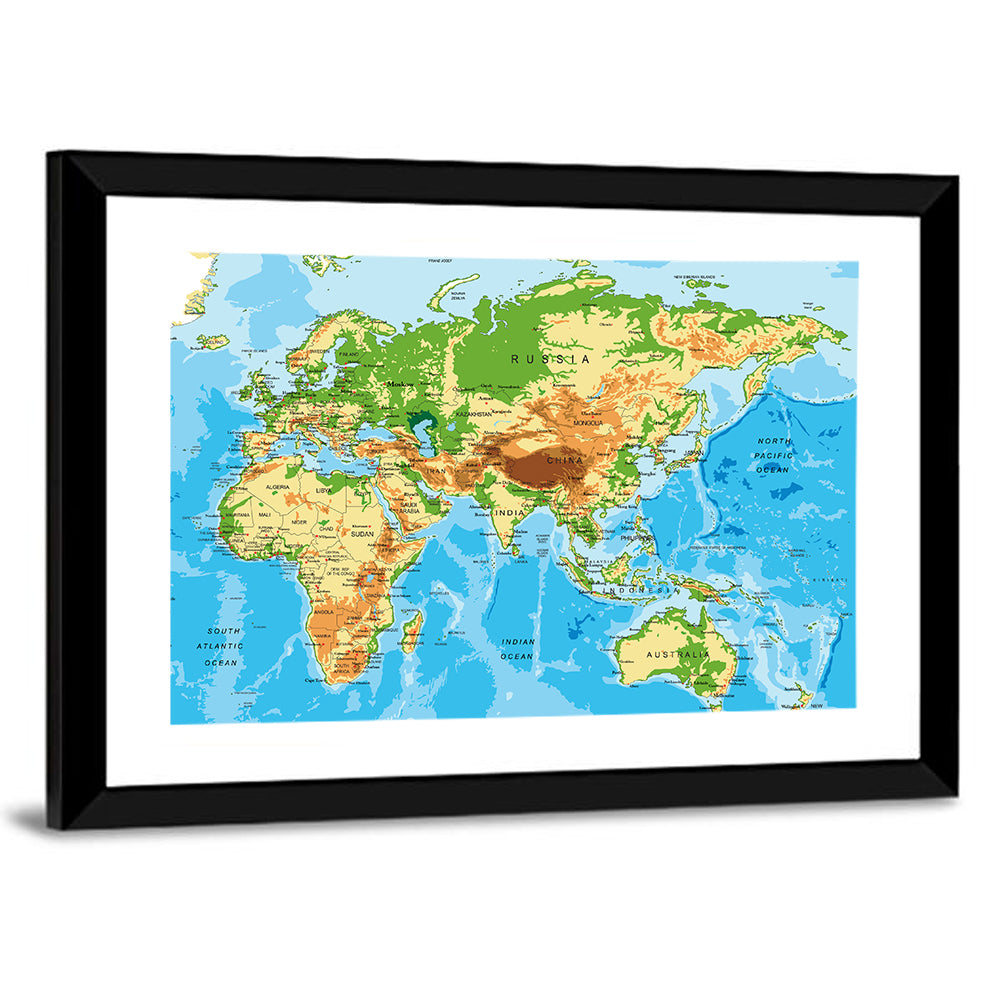 Physical World Map Wall Art
