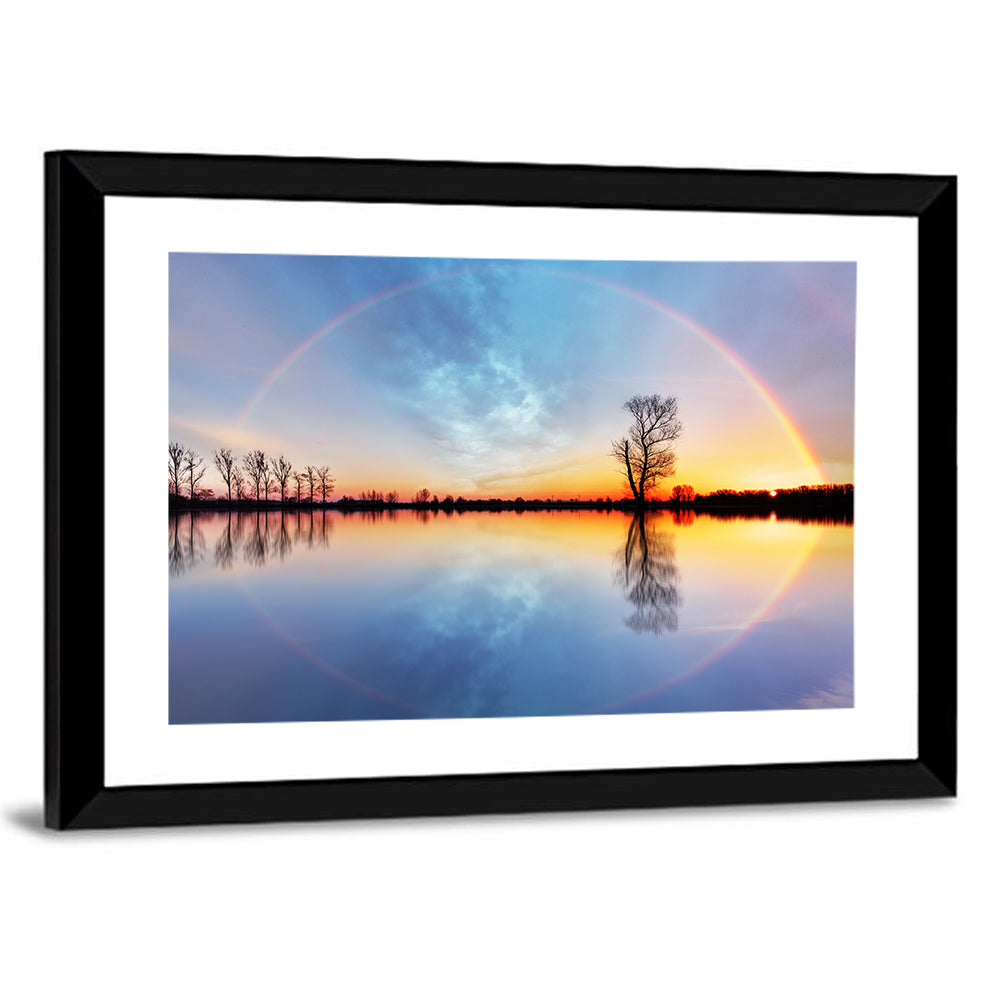 Rainbow Sunrise Over Lake Wall Art