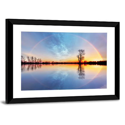 Rainbow Sunrise Over Lake Wall Art