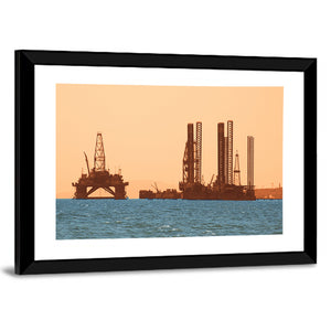 Oil Rig During Sunset In Baku Wall Art