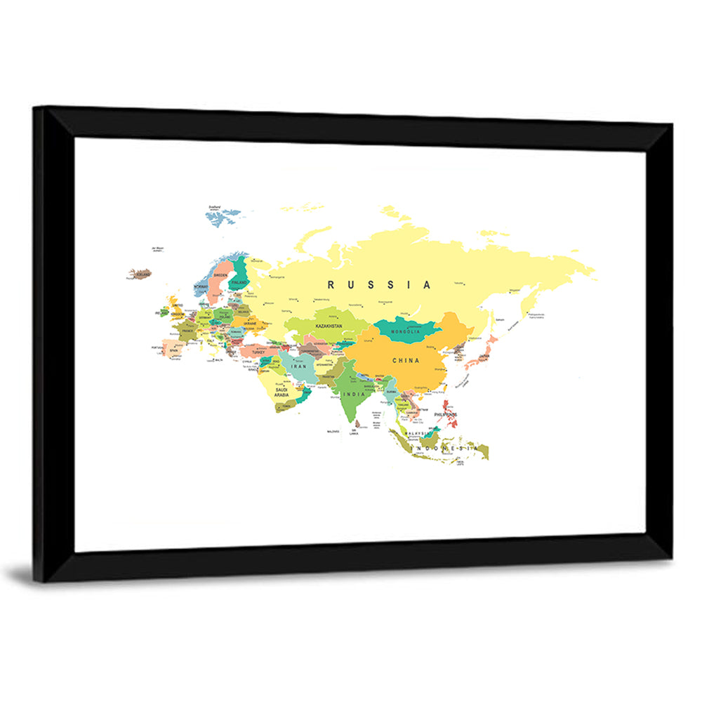 Eurasia Map with Country Labels Wall Art