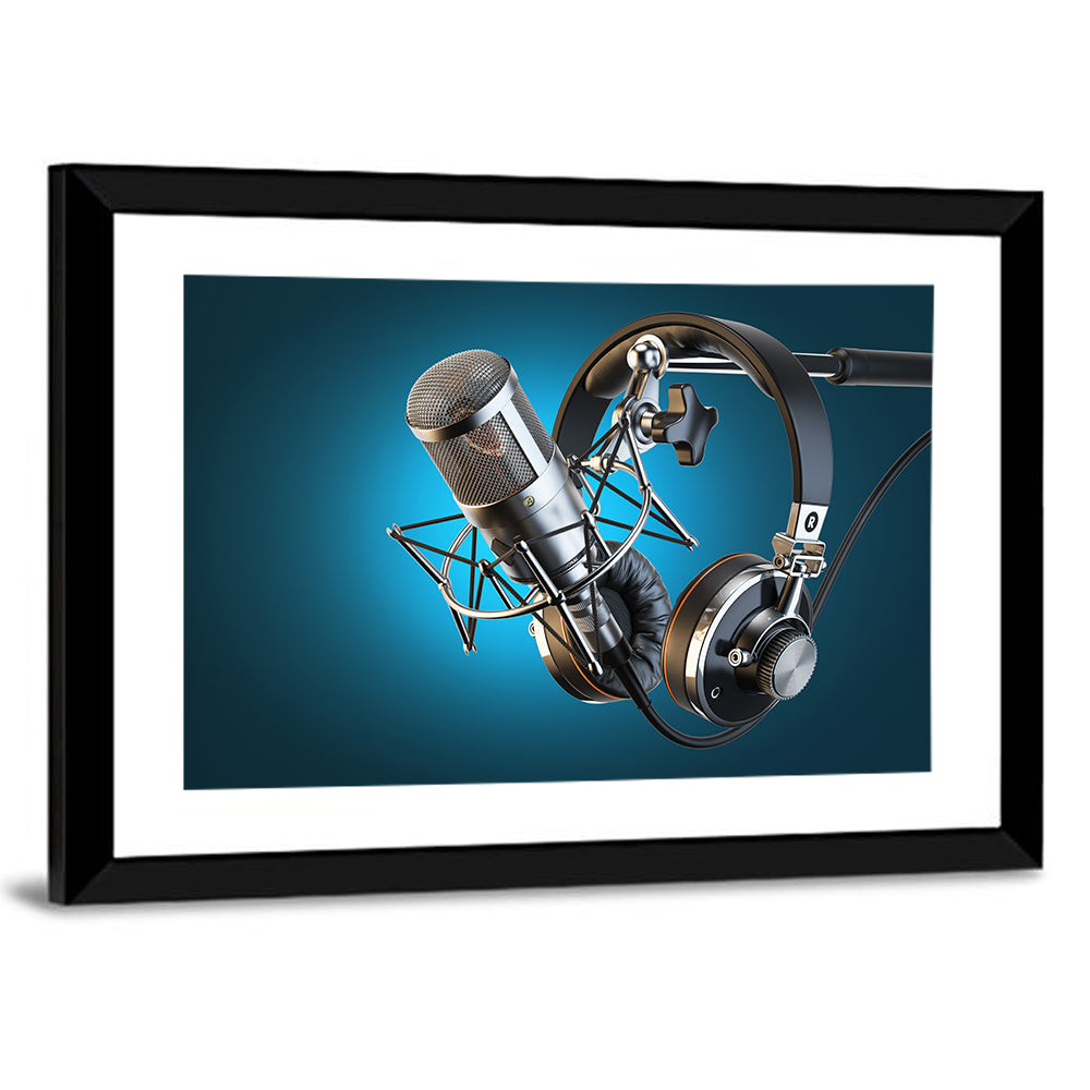Condenser Microphone and Headphones Wall Art