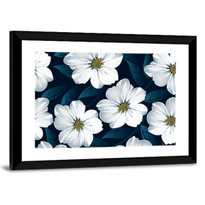 White Floral Pattern Wall Art