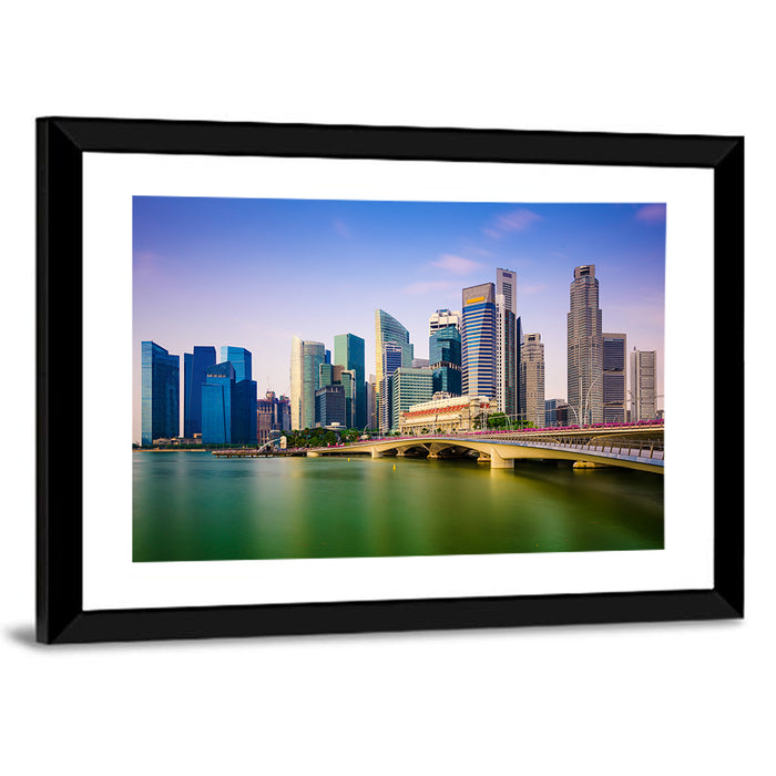 Singapore Skyline with Esplanade Bridge Wall Art as a framed print
