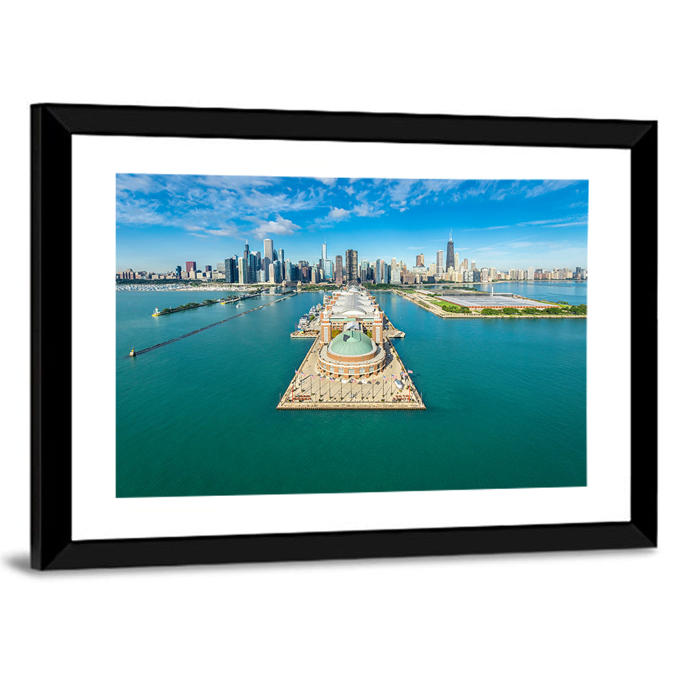 Chicago Navy Pier Aerial View Wall Art