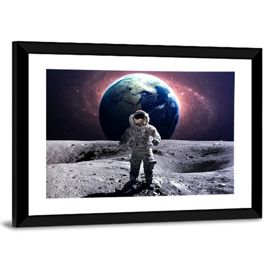 Astronaut At Spacewalk On Moon Wall Art