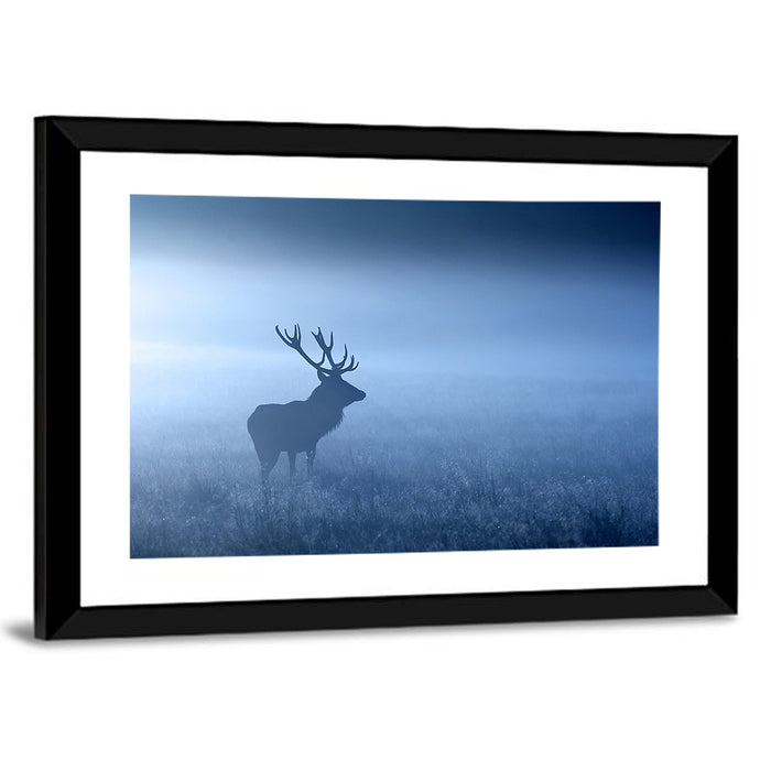Red Deer Stag Silhouette Wall Art as a framed print