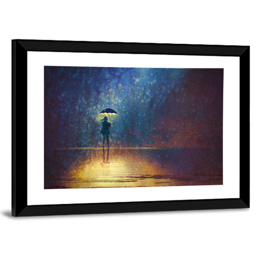 Woman Under Glowing Umbrella Wall Art