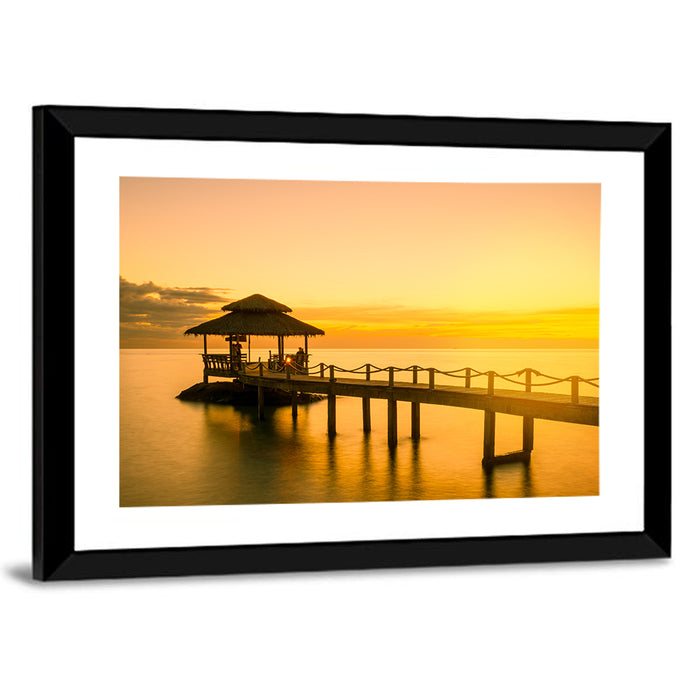 Phuket Wooden Pier at Sunset Wall Art as a framed print
