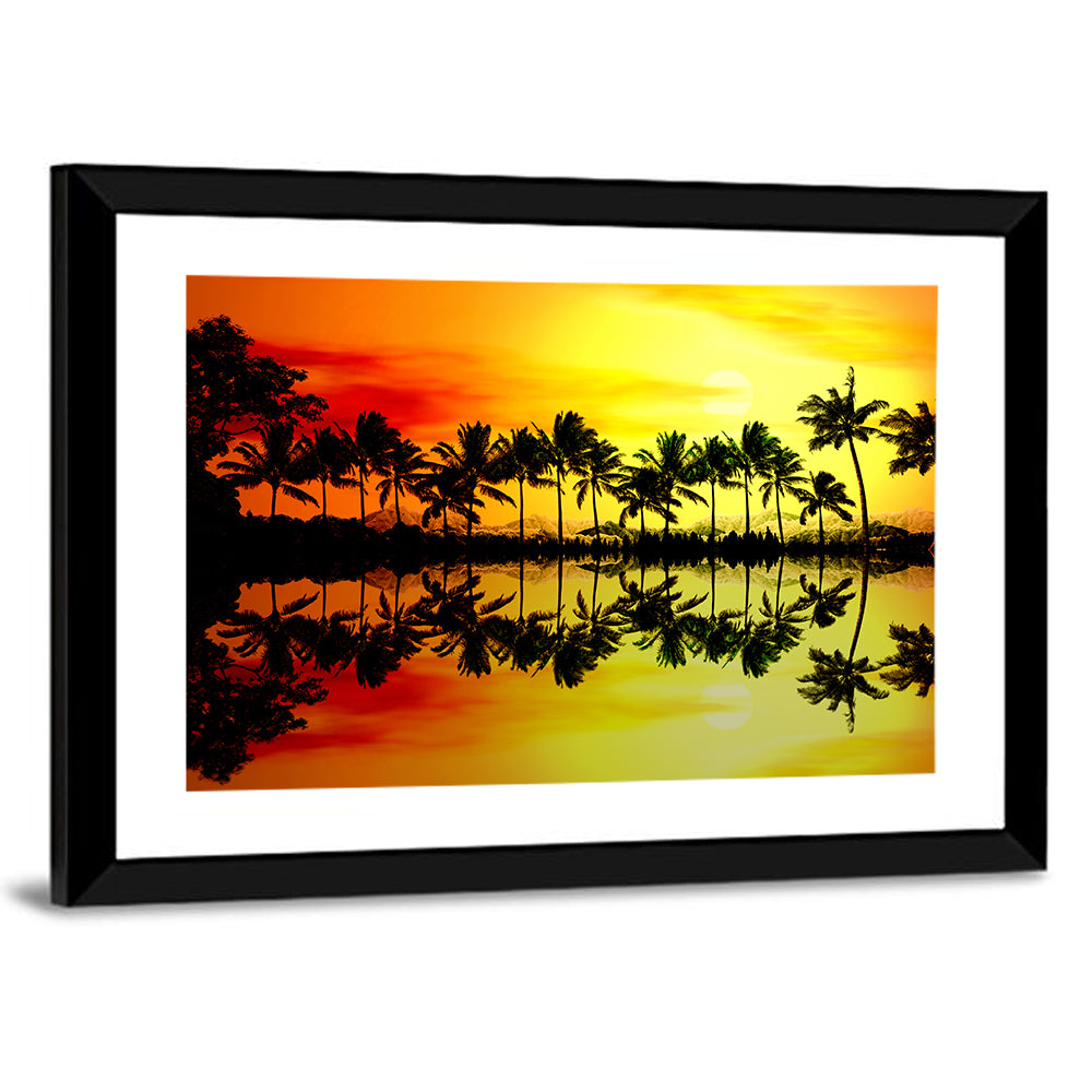 Tropical Palm Beach Sunset Wall Art