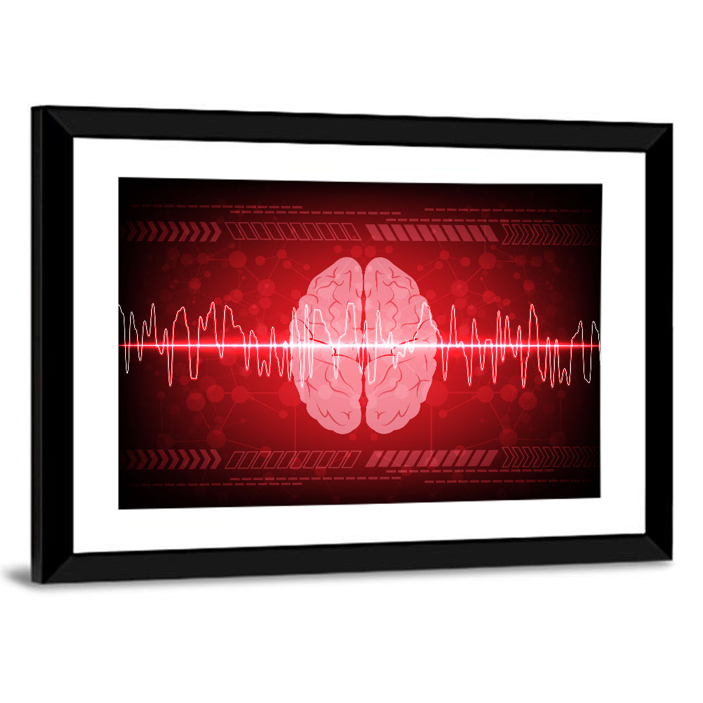 Red Brain Wave Concept Wall Art
