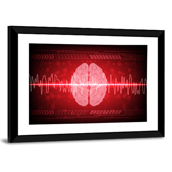 Red Brain Wave Concept Wall Art as a framed print