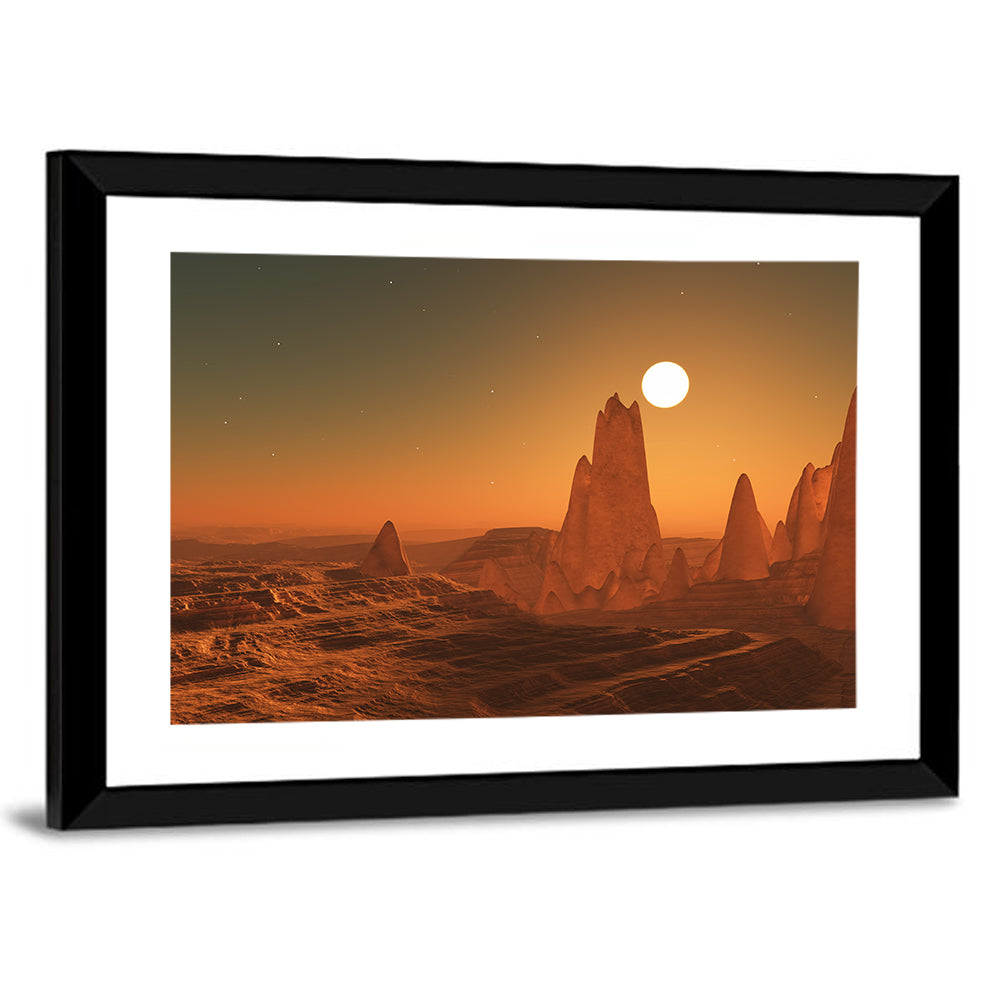 3d Surreal Alien Sunset Wall Art