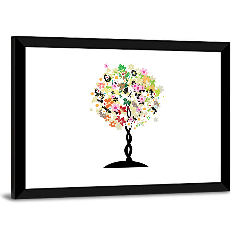 Braided Trunk Floral Tree Illustration Wall Art