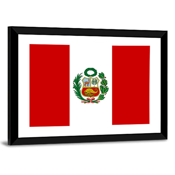 Peruvian Flag with Coat of Arms Wall Art