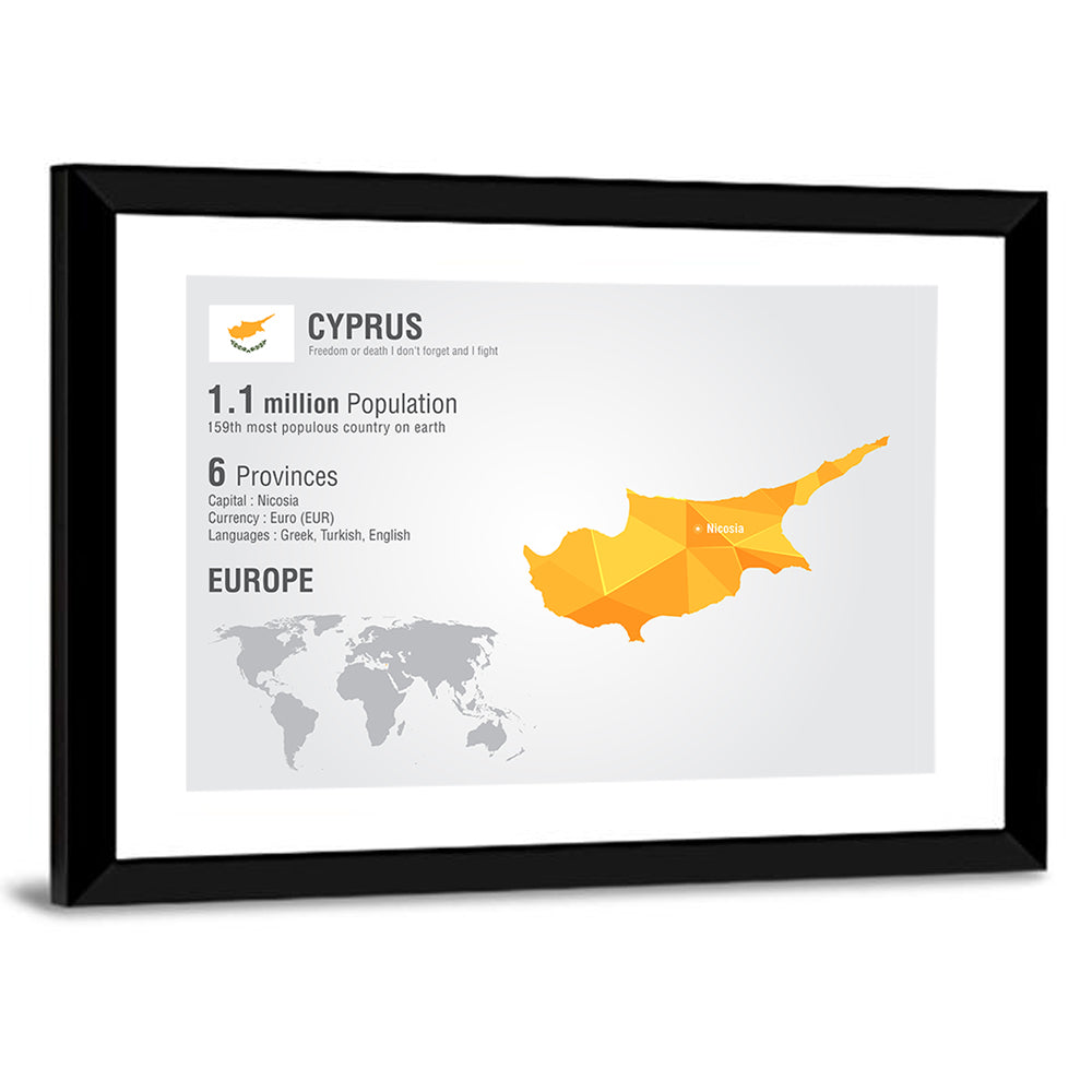 Cyprus Low-poly Map Wall Art