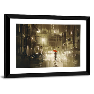 Woman In Rainy Night Wall Art