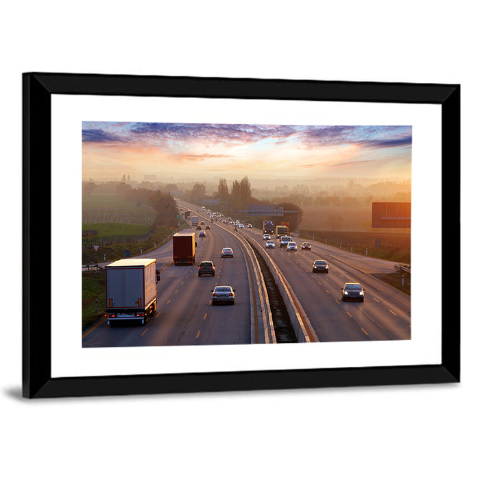 Chinese Highway at Sunset Wall Art as a framed print